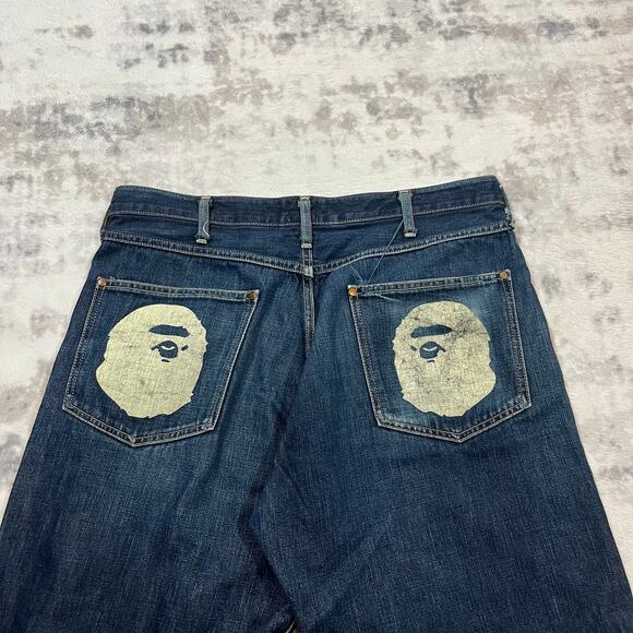 Authentic Bape 2000’s Baggy Ape Head Denim Jeans 34 - Picture 2 of 6